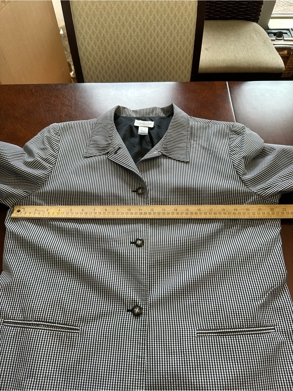 Women's blue vintage‎ trench gingham check Lightweight Coat - Picture 4 of 8